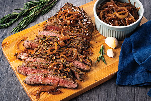 One - Pan Rosemary - Pepper Round Steak with Caramelized Onion